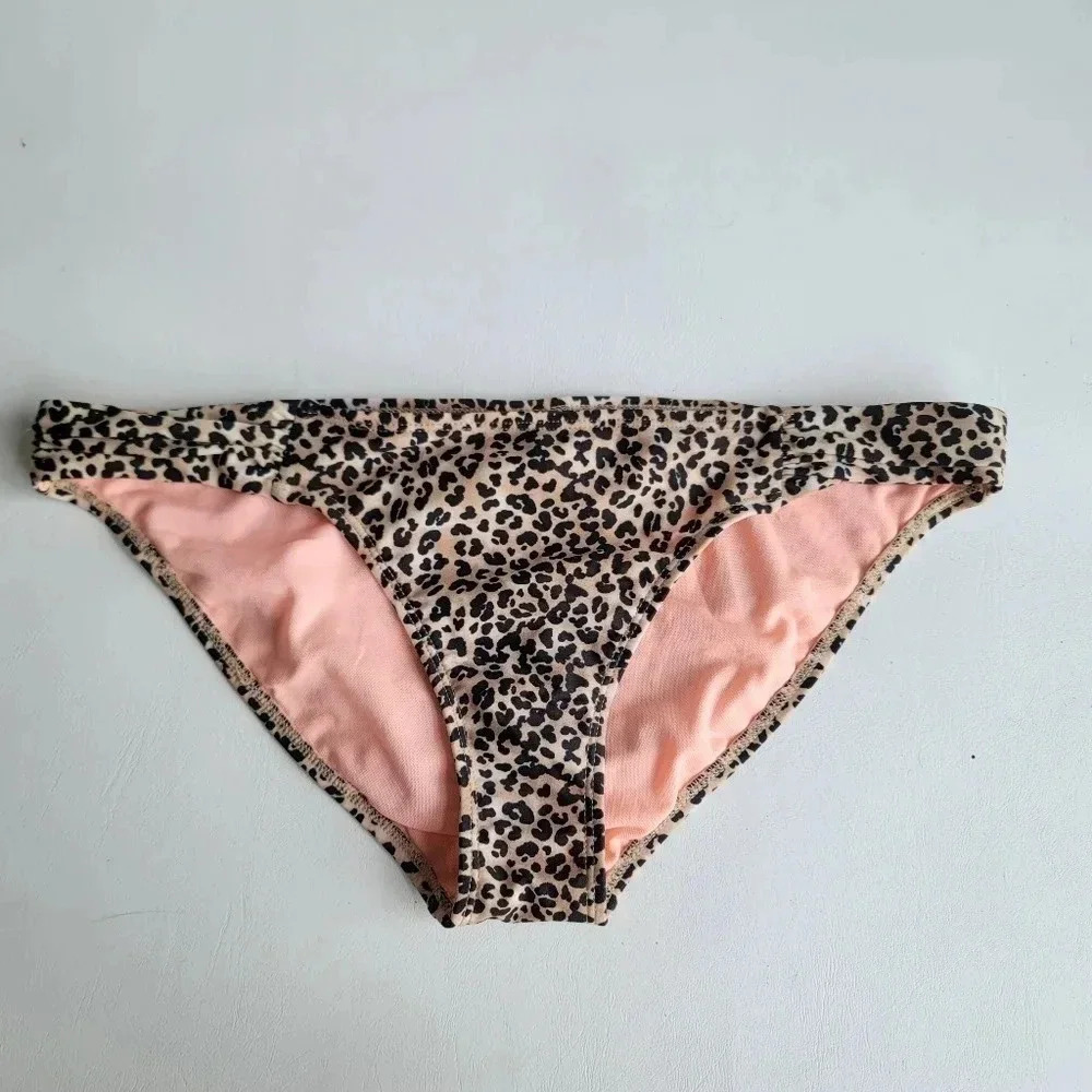 Candies Swim Bikini Bottom Size Large Juniors Swimwear Tan Brown Cheetah Print